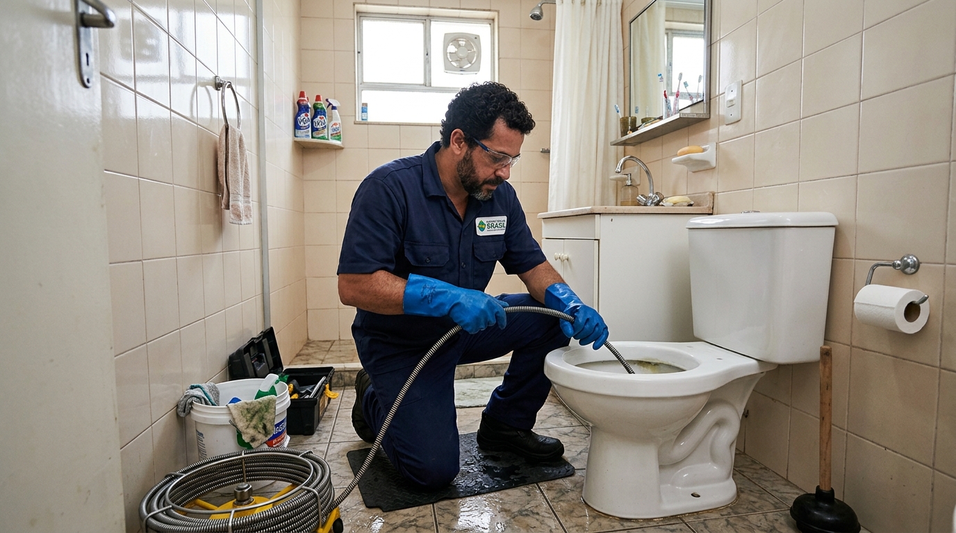 Desentupimento de vaso com equipamento em Jundiaí-SP
