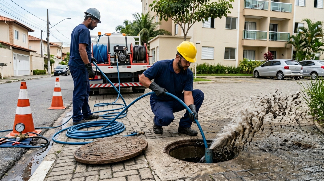 Equipe de hidrojateamento em Jundiaí-SP