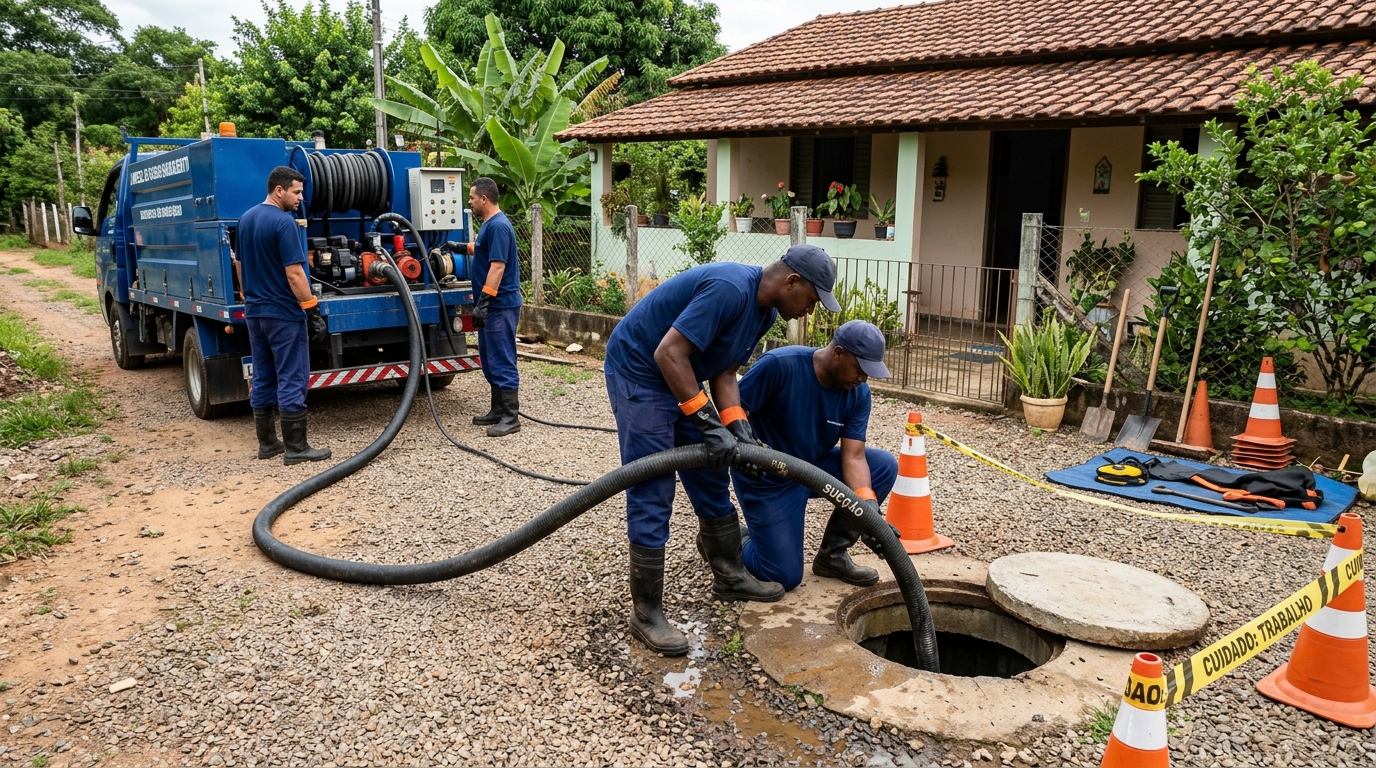 Equipe de desentupimento de fossa em Jundiaí-SP